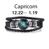 12 Zodiac Sign Leather Bracelet