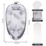 Mamibaby Baby Lounger Baby Nest Co-Sleeping for Baby, Ultra Soft Cotton & Breathable Fiberfill Portable Adjustable Newborn Lounger Crib Bassinet | Newborn Shower Gift Essential (Leaves Pattern)