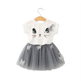 Cat Pattern Shirt and Skirt Duo