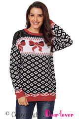 Black Ugly Bow Patterns Christmas Sweater