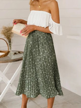 Floral Pleated Midi Skirt