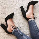 Pointy Suede Lace-up High Heels
