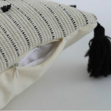 Modern Simple Geometric White Black Tassels  Cushion Cover