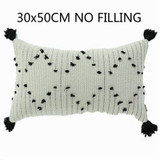 Modern Simple Geometric White Black Tassels  Cushion Cover