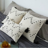 Modern Simple Geometric White Black Tassels  Cushion Cover