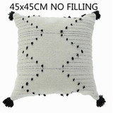 Modern Simple Geometric White Black Tassels  Cushion Cover