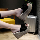 Aphixta Summer Women Wedge Slippers Platform Appliques Butterfly-knot Beach Antiskid Female Sandals Clog Shoes Slides Women