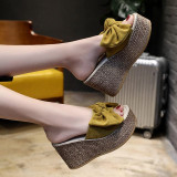 Aphixta Summer Women Wedge Slippers Platform Appliques Butterfly-knot Beach Antiskid Female Sandals Clog Shoes Slides Women