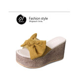 Aphixta Summer Women Wedge Slippers Platform Appliques Butterfly-knot Beach Antiskid Female Sandals Clog Shoes Slides Women