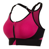 Women Sexy Bra Adjustable Strap Quick Dry Bra Top Zipper Front Padded Bra