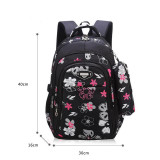 Black/Pink Floral Girls Backpack for School