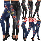 Laamei Fashion Slim Women Leggings Floral Print Pencil Faux Denim Jeans Leggings Casual Women Clothing Plus Size Pencil Pants Laamei Fashion Slim Women Leggings Floral Print Pencil Faux Denim Jeans Leggings Casual Women Clothing Plus Size Pencil Pants