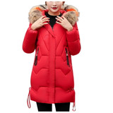 Women Girls Slim Long Warm Coat Cotton Jacket Thickened Hooded Collar Winter Women Parkas Women