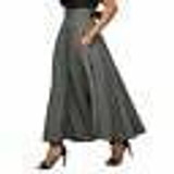 2019 High Waist Pleated Long Skirts Women Vintage Flared Full Skirt Swing Satin Skirt Casual Skirt