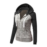 Women Zip-Up Hooded Jacket Autumn Winter Patchwork Loose Sweatshirt Coat Fashion Oversize Long Sleeve Drawstring Pocket Hoodies