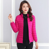UHYTGF Thin Cotton Jacket Short Tops Winter Jacket Women Coat Korean Slim Plus size Female Parka Coat Wave Pattern Padded Jacket