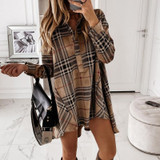 Autumn Plaid Printed Women's Shirt Mini Dress Long Sleeve Turn-Down Collar Female Dresses Streetwear Casual Loose Ladies Clothes Autumn Plaid Printed Women's Shirt Mini Dress Long Sleeve Turn-Down Collar Female Dresses Streetwear Casual Loose Ladies Clothes