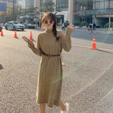 2020 Casual Loose Long Dress High collar Thick Sweater Dress Women Autumn Winter Twisted Knit Dress Female Knitting dress