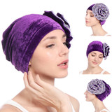 Floral Faux Pearl Beading Islamic Muslim Hijab Women Turban Hat Pleuche Headwrap Floral Faux Pearl Beading Islamic Muslim Hijab Women Turban Hat Pleuche Headwrap