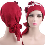 Fashion Flower Women Muslim Turban Cotton Head Wrap Hat Chemo Cap Headscarf Fashion Flower Women Muslim Turban Cotton Head Wrap Hat Chemo Cap Headscarf