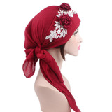 Fashion Flower Women Muslim Turban Cotton Head Wrap Hat Chemo Cap Headscarf Fashion Flower Women Muslim Turban Cotton Head Wrap Hat Chemo Cap Headscarf