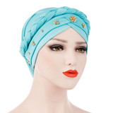 Solid Color Braid Beads Decor Women Muslim Hijab Turban Head Scarf Cap Hat Solid Color Braid Beads Decor Women Muslim Hijab Turban Head Scarf Cap Hat