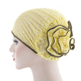 Women Flower Back Islamic Muslim Hijab Chemo Cancer Turban Hat Cotton Headwrap Women Flower Back Islamic Muslim Hijab Chemo Cancer Turban Hat Cotton Headwrap