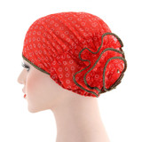 Women Flower Back Islamic Muslim Hijab Chemo Cancer Turban Hat Cotton Headwrap Women Flower Back Islamic Muslim Hijab Chemo Cancer Turban Hat Cotton Headwrap