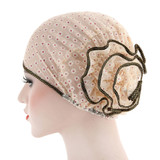 Women Flower Back Islamic Muslim Hijab Chemo Cancer Turban Hat Cotton Headwrap Women Flower Back Islamic Muslim Hijab Chemo Cancer Turban Hat Cotton Headwrap