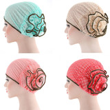 Women Flower Back Islamic Muslim Hijab Chemo Cancer Turban Hat Cotton Headwrap Women Flower Back Islamic Muslim Hijab Chemo Cancer Turban Hat Cotton Headwrap