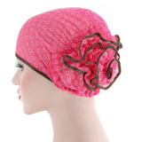 Women Flower Back Islamic Muslim Hijab Chemo Cancer Turban Hat Cotton Headwrap Women Flower Back Islamic Muslim Hijab Chemo Cancer Turban Hat Cotton Headwrap
