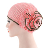 Women Flower Back Islamic Muslim Hijab Chemo Cancer Turban Hat Cotton Headwrap Women Flower Back Islamic Muslim Hijab Chemo Cancer Turban Hat Cotton Headwrap