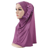 Fashion Lace Flower Rhinestone Decor Women Scarf Muslim Hijab Head Wrap Headwear Fashion Lace Flower Rhinestone Decor Women Scarf Muslim Hijab Head Wrap Headwear