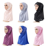 Fashion Lace Flower Rhinestone Decor Women Scarf Muslim Hijab Head Wrap Headwear Fashion Lace Flower Rhinestone Decor Women Scarf Muslim Hijab Head Wrap Headwear