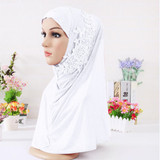 Fashion Lace Flower Rhinestone Decor Women Scarf Muslim Hijab Head Wrap Headwear Fashion Lace Flower Rhinestone Decor Women Scarf Muslim Hijab Head Wrap Headwear