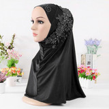 Fashion Lace Flower Rhinestone Decor Women Scarf Muslim Hijab Head Wrap Headwear Fashion Lace Flower Rhinestone Decor Women Scarf Muslim Hijab Head Wrap Headwear