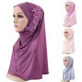 Fashion Lace Flower Rhinestone Decor Women Scarf Muslim Hijab Head Wrap Headwear Fashion Lace Flower Rhinestone Decor Women Scarf Muslim Hijab Head Wrap Headwear