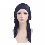 Fashion Women Wrinkle Long Turban Cap Head Wrap Chemo Hat Beanie Muslim Hijab Fashion Women Wrinkle Long Turban Cap Head Wrap Chemo Hat Beanie Muslim Hijab
