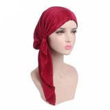Fashion Women Wrinkle Long Turban Cap Head Wrap Chemo Hat Beanie Muslim Hijab Fashion Women Wrinkle Long Turban Cap Head Wrap Chemo Hat Beanie Muslim Hijab