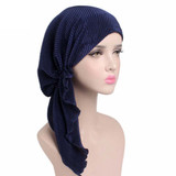 Fashion Women Wrinkle Long Turban Cap Head Wrap Chemo Hat Beanie Muslim Hijab Fashion Women Wrinkle Long Turban Cap Head Wrap Chemo Hat Beanie Muslim Hijab