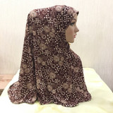 H105 printed pray hijab medium size muslim amira hijab pull on islamic scarf head wrap headband