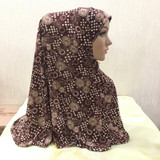 H105 printed pray hijab medium size muslim amira hijab pull on islamic scarf head wrap headband