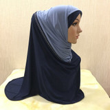 H096 fashion muslim amira hijab with rhinestones pull on hoody islamic scarf head wrap pray scarf headbands