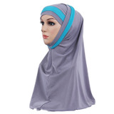 H109 latest two pieces muslim amira hijab plain pull on islamic scarf head wrap headband underscarf hats