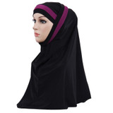 H109 latest two pieces muslim amira hijab plain pull on islamic scarf head wrap headband underscarf hats