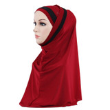 H109 latest two pieces muslim amira hijab plain pull on islamic scarf head wrap headband underscarf hats