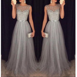 Chiffon Sleeveless Sequined Evening Wedding Dress