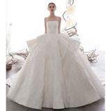 Strapless Neck Lace Up Shiny Super Gorgeous Ball Gown Wedding Dress