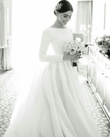 Satin Simple Wedding Dresses Long Sleeves Muslim Wedding Gowns Bride Dresses