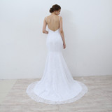 Lace Mermaid Wedding Dresses Spaghetti Straps Backless Beach Wedding Gowns